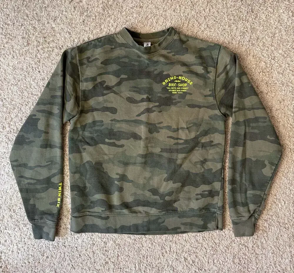 Twin Six Grind-House Bike Shop Camouflage Crewneck Sweatshirt
